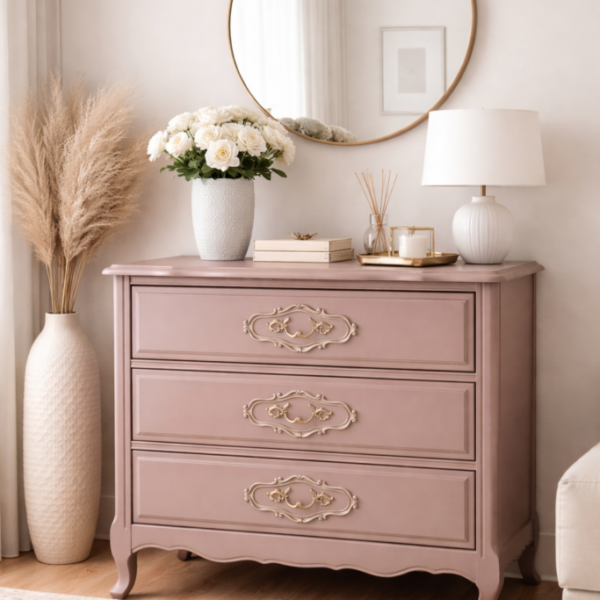Lawendowa komoda w stylu ludwikowskim - elegancja z nutą romantyzmu